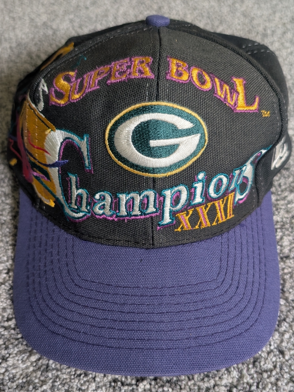 Vintage Green Bay Packers Super Bowl XXXI Champions Hat Cap Black/Purple NFL